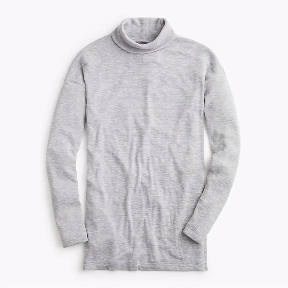 J.CREW VINTAGE FLEECE SPACE GRAY LONG SLEEVE TURTLENECK TUNIC TOP M